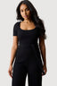 Black Short Sleeve Textured Jumpsuit