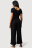 Black Short Sleeve Textured Jumpsuit