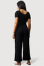 Black Short Sleeve Textured Jumpsuit