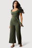 Khaki Short Sleeve Textured Jumpsuit