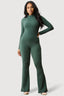 Dark Khaki Crinkle Flares