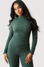 Dark Khaki Crinkle High Neck Top