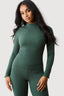 Dark Khaki Crinkle High Neck Top