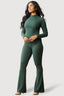 Dark Khaki Crinkle Flares