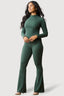 Dark Khaki Crinkle Flares
