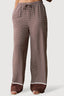 Brown Printed Border Hem Wide Leg Trousers