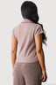 Hazelnut Ribbed Collar Detail Top