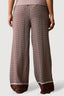 Brown Printed Border Hem Wide Leg Trousers