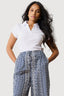 Optic White Ribbed Collar Detail Top