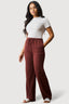 Brown Textured Wide Leg Trousers