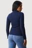 Navy Crinkle High Neck Top