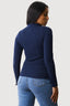 Navy Crinkle High Neck Top