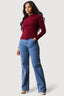 Burgundy High Neck Long Sleeve
