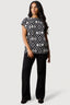 Mono Geo Print Mix Fabric Top