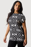 Mono Geo Print Mix Fabric Top