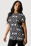 Mono Geo Print Mix Fabric Top