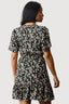 Black Floral Tie Detail Tea Dress