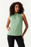 Green Shirred Neck Chiffon Blouse