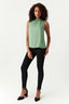 Green Shirred Neck Chiffon Blouse