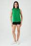 Green Spot Print Shirred Neck Blouse