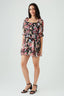Black Floral Chiffon Ra Ra Dress