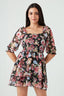 Black Floral Chiffon Ra Ra Dress