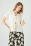 Ecru Tie Front Waffle Cardi