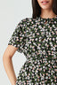 Black Floral Tie Detail Tea Dress