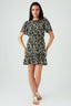 Black Floral Tie Detail Tea Dress