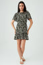 Black Floral Tie Detail Tea Dress