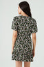 Black Floral Tie Detail Tea Dress