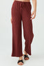 Brown Textured Wide Leg Trousers