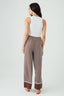 Brown Printed Border Hem Wide Leg Trousers
