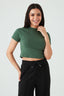 Dark Khaki Basic Fitted Crop Tee