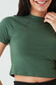 Dark Khaki Basic Fitted Crop Tee