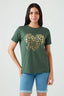 Dark Khaki Gold Foil Heart Tee