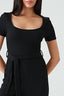 Black Short Sleeve Textured Jumpsuit