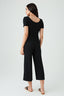 Black Short Sleeve Textured Jumpsuit