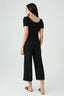 Black Short Sleeve Textured Jumpsuit