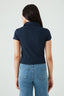 Navy Ribbed Collar Detail Top