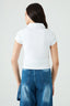 Optic White Ribbed Collar Detail Top