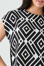 Mono Geo Print Mix Fabric Top