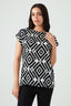 Mono Geo Print Mix Fabric Top