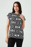 Mono Geo Print Mix Fabric Top