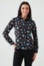 Black Floral Long Sleeve Satin Shirt