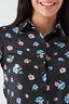 Black Floral Long Sleeve Satin Shirt