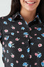 Black Floral Long Sleeve Satin Shirt