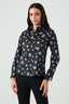 Black Floral Long Sleeve Satin Shirt