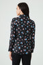 Black Floral Long Sleeve Satin Shirt