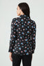 Black Floral Long Sleeve Satin Shirt